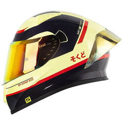 Casco Shaft 52Sp Evo Nihon Amarillo Claro Rojo Visor Revo Rojo