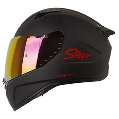 Casco Shaft 532Dv Solid Negro Rojo Visor Iridium Rojo