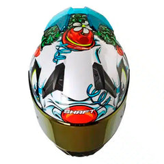 Casco Shaft 560 Evo Clown Blanco Azul Visor Iridium Rojo