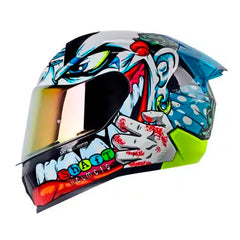 Casco Shaft 560 Evo Clown Blanco Azul Visor Iridium Rojo