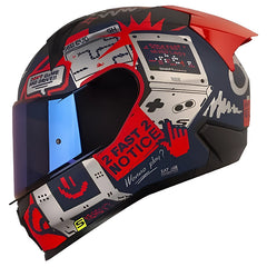 Casco Shaft 560 G2g Gris Oscuro Rojo Visor Iridium Azul