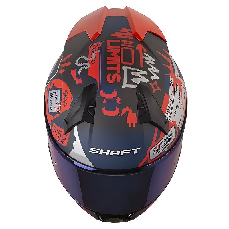 Casco Shaft 560 G2g Gris Oscuro Rojo Visor Iridium Azul