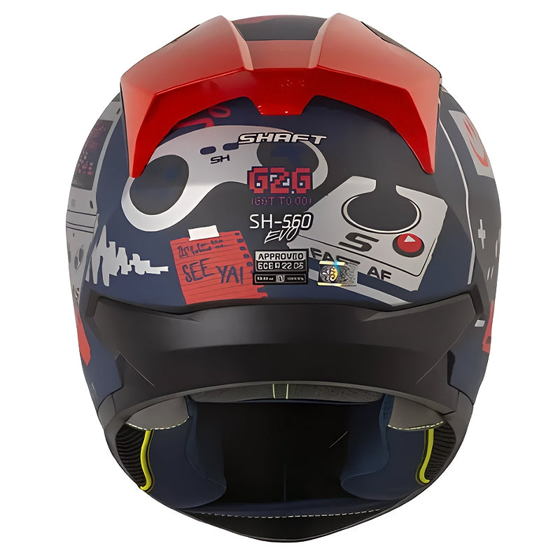 Casco Shaft 560 G2g Gris Oscuro Rojo Visor Iridium Azul