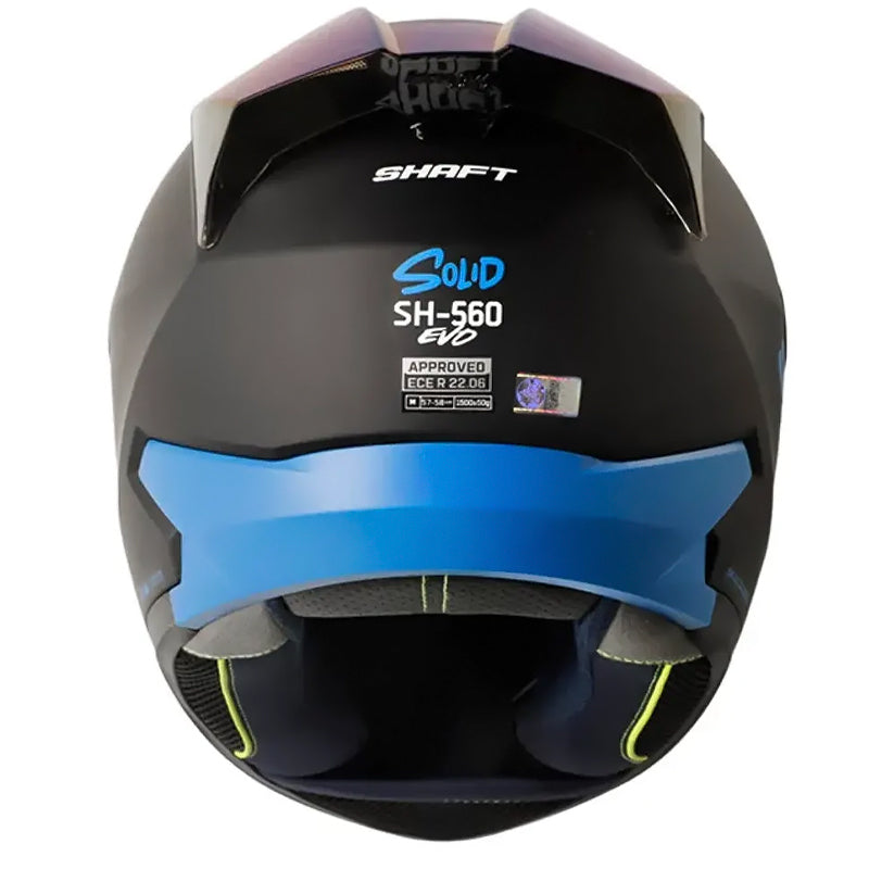 Casco Shaft 560 Evo Solid Negro Azul Visor Iridium Azul