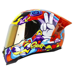 Casco Shaft 562 Dreams Azul Naranja Visor Iridium Rojo