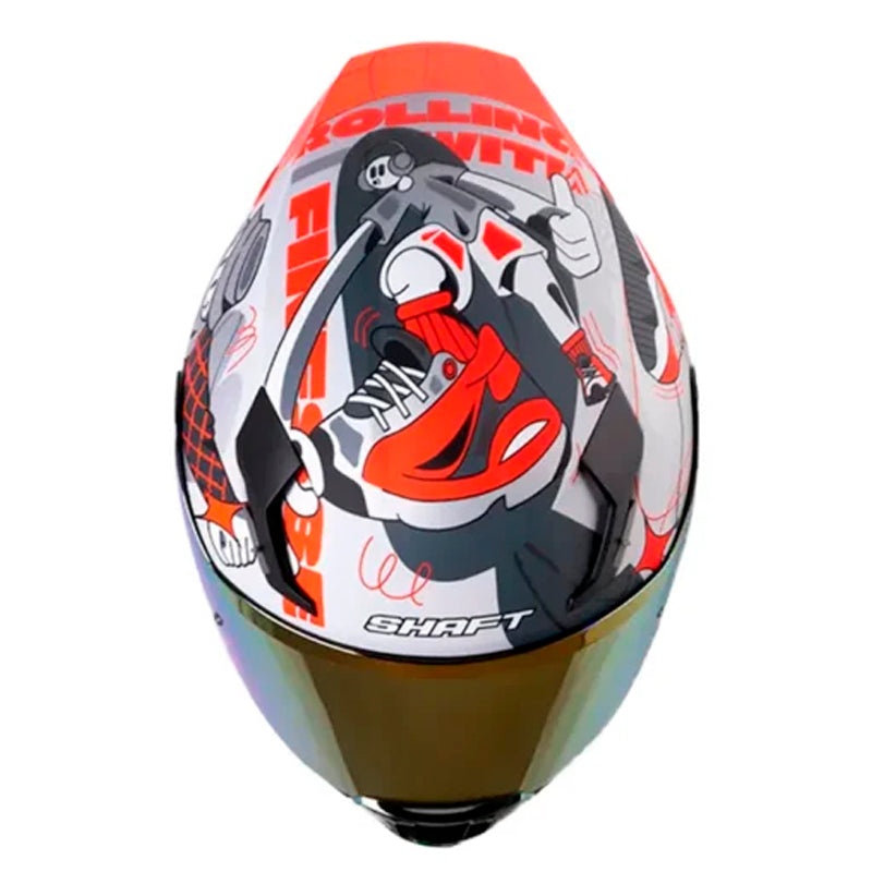 Casco Shaft 562 R Fast Foot Gris Rojo Visor Iridium Rojo