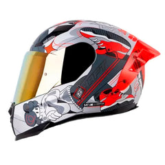 Casco Shaft 562 R Fast Foot Gris Rojo Visor Iridium Rojo