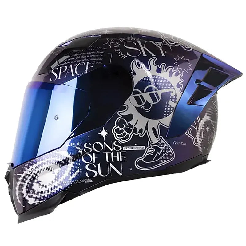 Casco Shaft 562 R Spaces Camaleon Silver Visor Iridium Azul