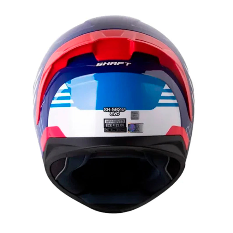 Casco Shaft 582Sp Acenes Blanco Azul Visor Iridium Rojo