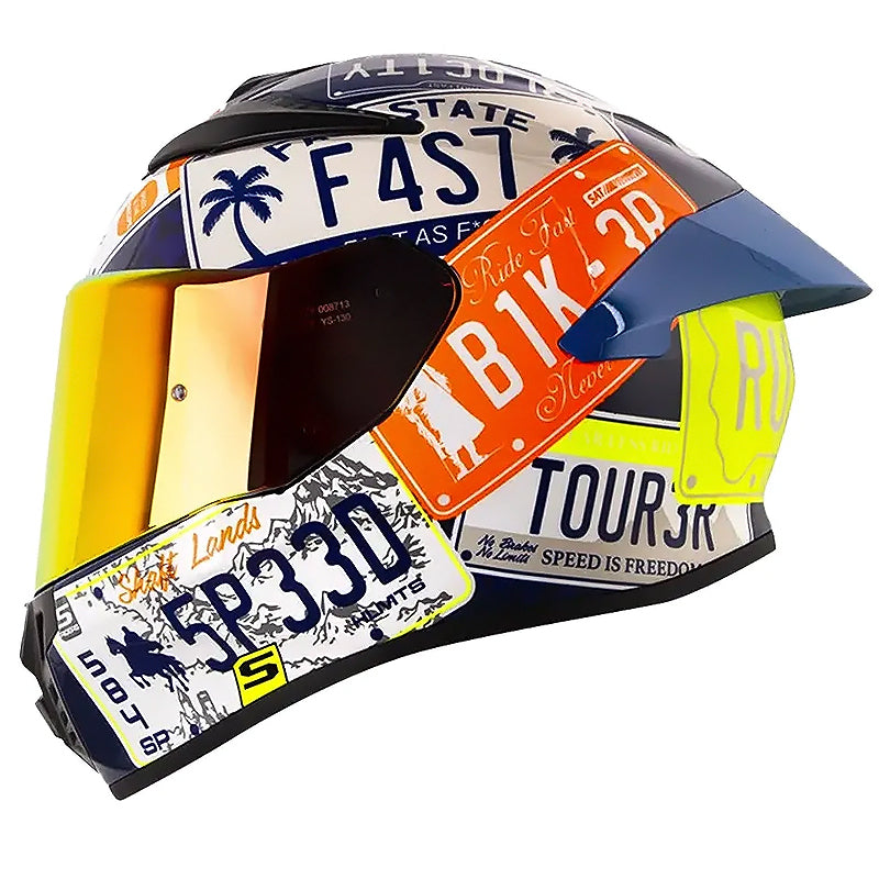 Casco Shaft 584 Sp State Azul Naranja Neón Visor Revo Rojo