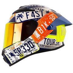 Casco Shaft 584 Sp State Azul Naranja Neón Visor Revo Rojo