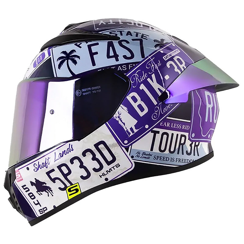 Casco Shaft 584 Sp State Morado Azul Visor Revo Morado