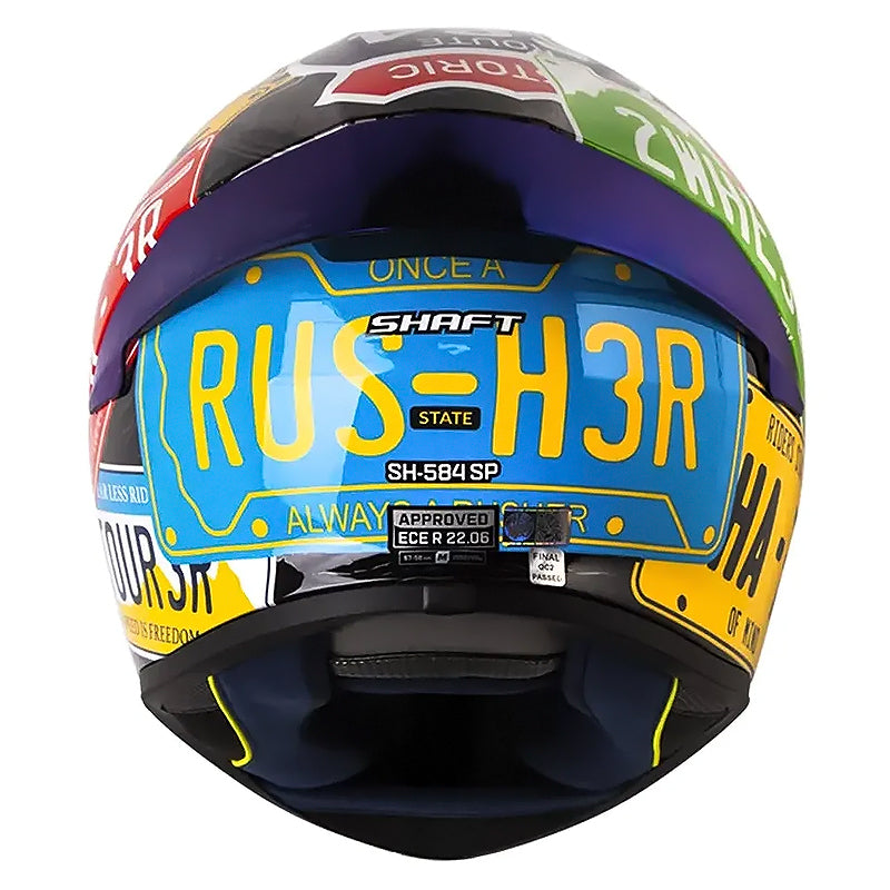 Casco Shaft 584 Sp State Negro Amarillo Neón Visor Iridium Azul