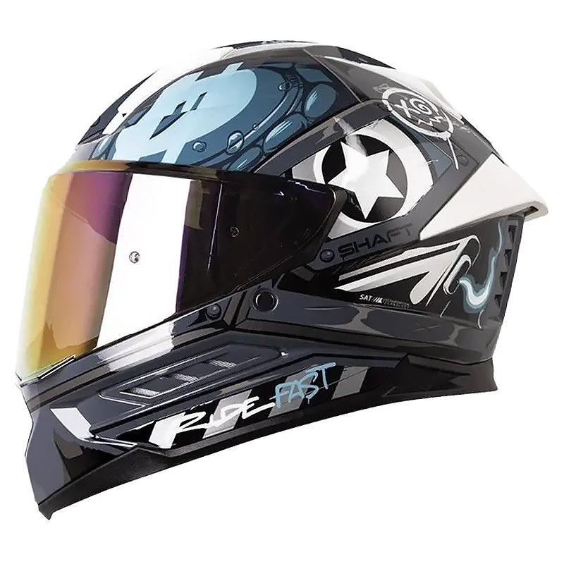 Casco Shaft 595 Gunn Gris Oscuro Azul Visor Iridium Morado