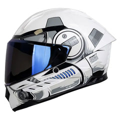 Casco Shaft 595 Original_Storm Blanco Gris Visor Iridium Azul