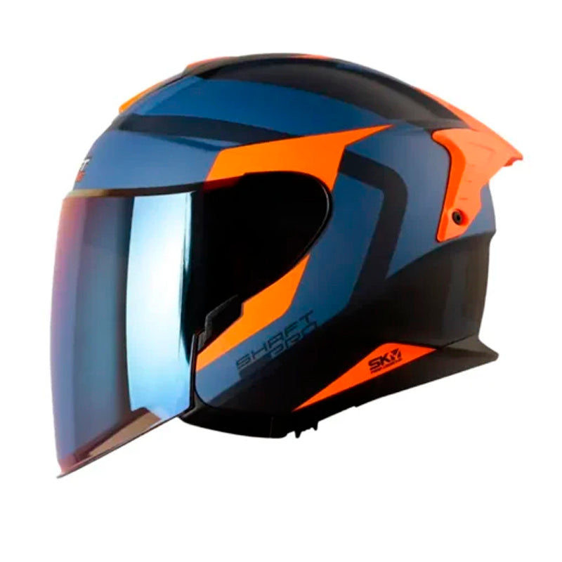 Casco Shaft Pro 240Dv Maison Azul Naranja Visor Iridium Azul
