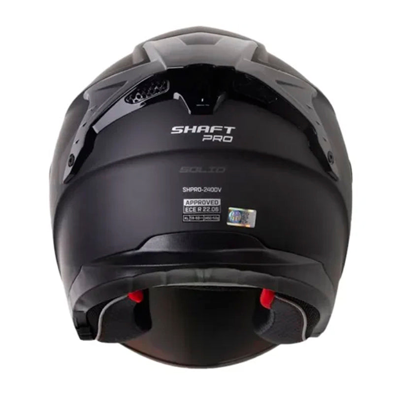 Casco Shaft Pro 240Dv Solid Negro Gris Visor Iridium Rojo