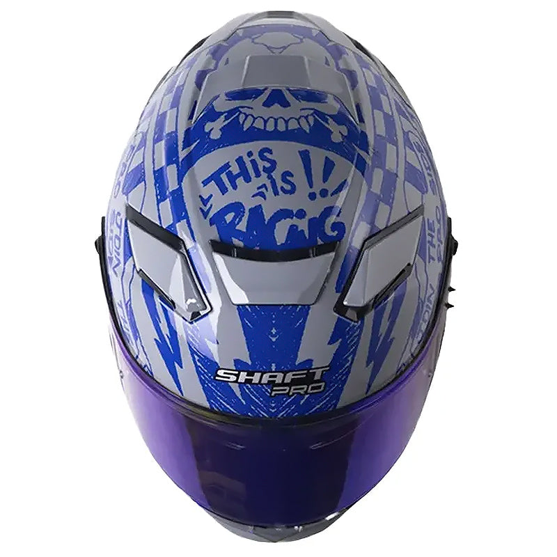 Casco Shaft Pro 606Sp Racing Gris Azul Visor Revo Azul
