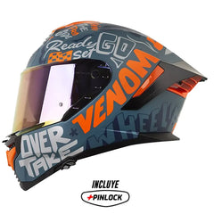 Casco Shaft Pro 609 Venom Block Lett Azul Naranja