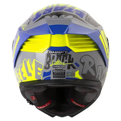 Casco Shaft Pro 609 Venom Block Letters Gris Azul Visor Iridium Rojo