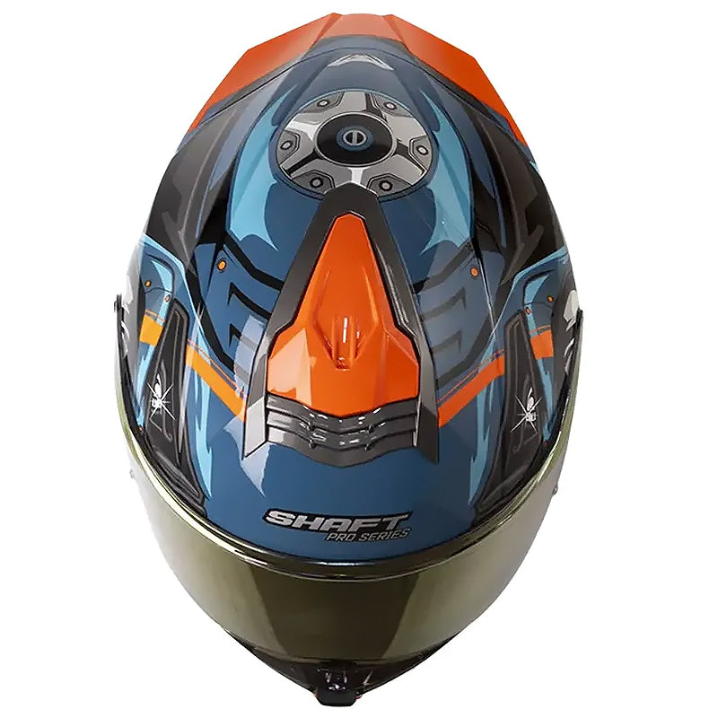 Casco Shaft Pro 609 Venom Madness Azul Oscuro Negro Visor Iridium Rojo