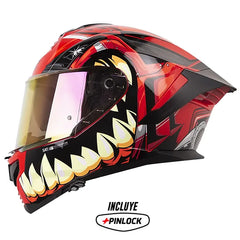 Casco Shaft Pro 609 Venom Madness Rojo Negro Visor Iridium Rojo