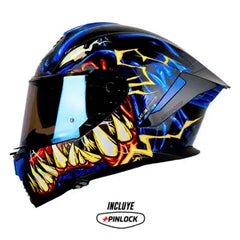 Casco Shaft Pro 609 Venom Parasyte Azul Oscuro Visor Iridium Azul