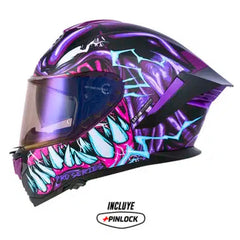 Casco Shaft Pro 609 Venom Parasyte Morado Oscuro Visor Iridium Morado