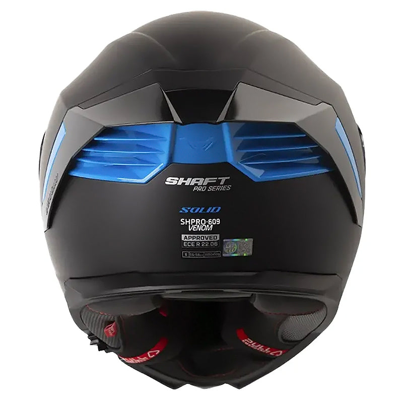 Casco Shaft Pro 609 Venom Solid Negro Azul Visor Iridium Azul