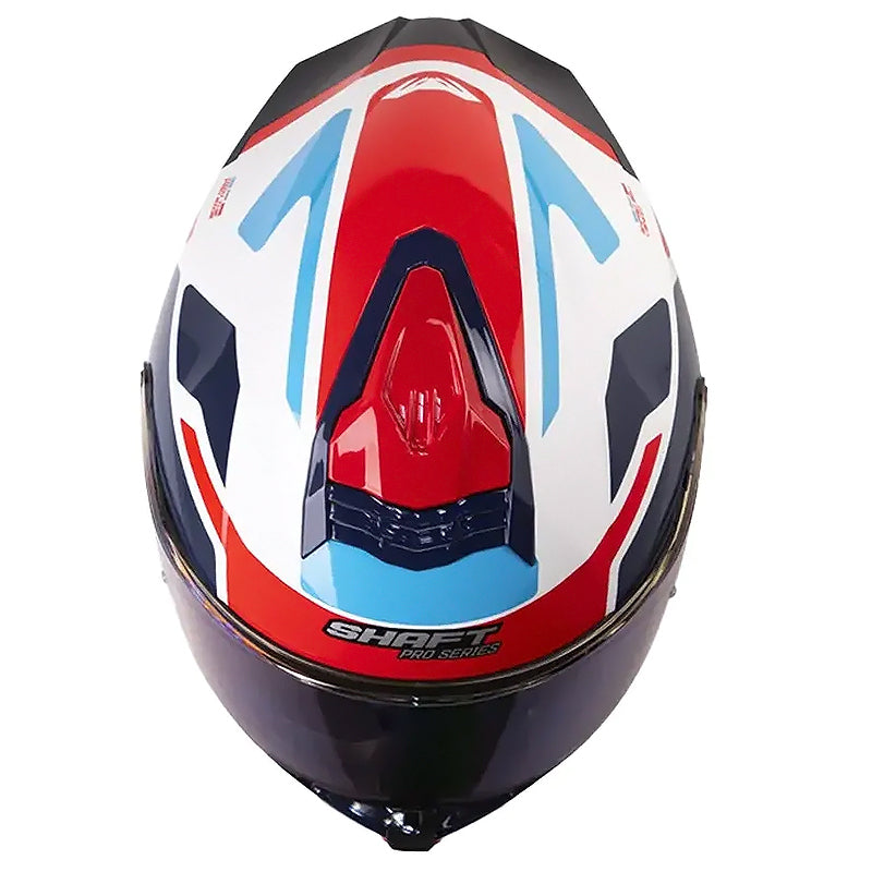 Casco Shaft Pro 609 Venom Streetform Blanco Rojo Visor Iridium Azul