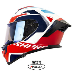 Casco Shaft Pro 609 Venom Streetform Blanco Rojo Visor Iridium Azul
