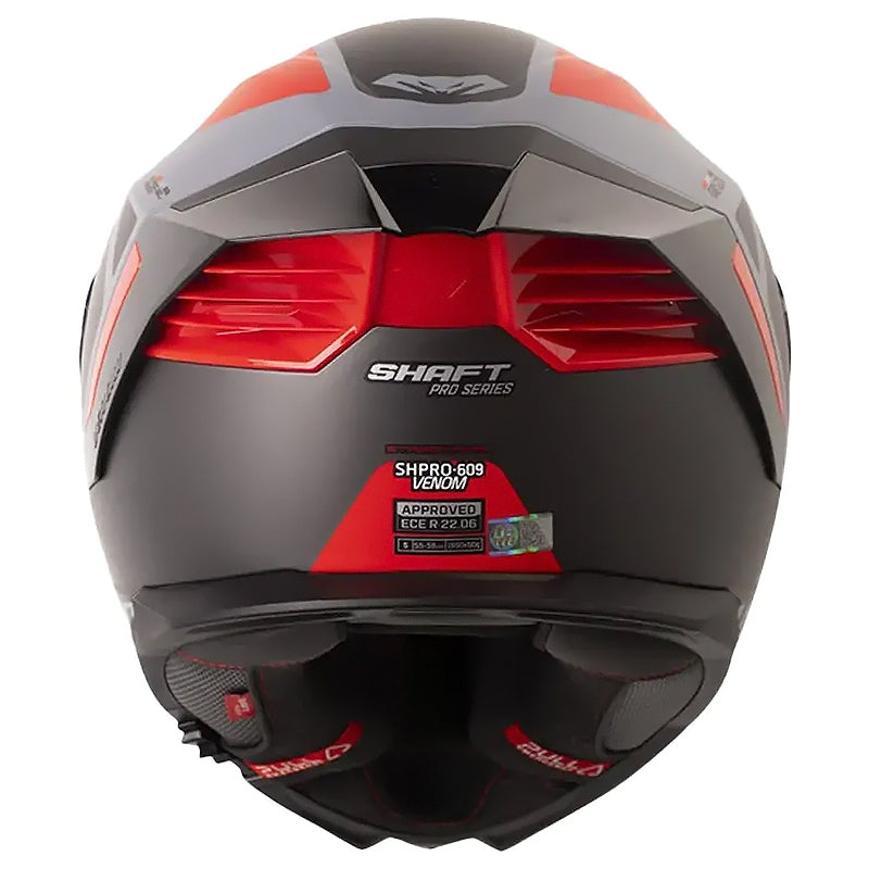 Casco Shaft Pro 609 Venom Streetform Gris Negro Visor Iridium Rojo