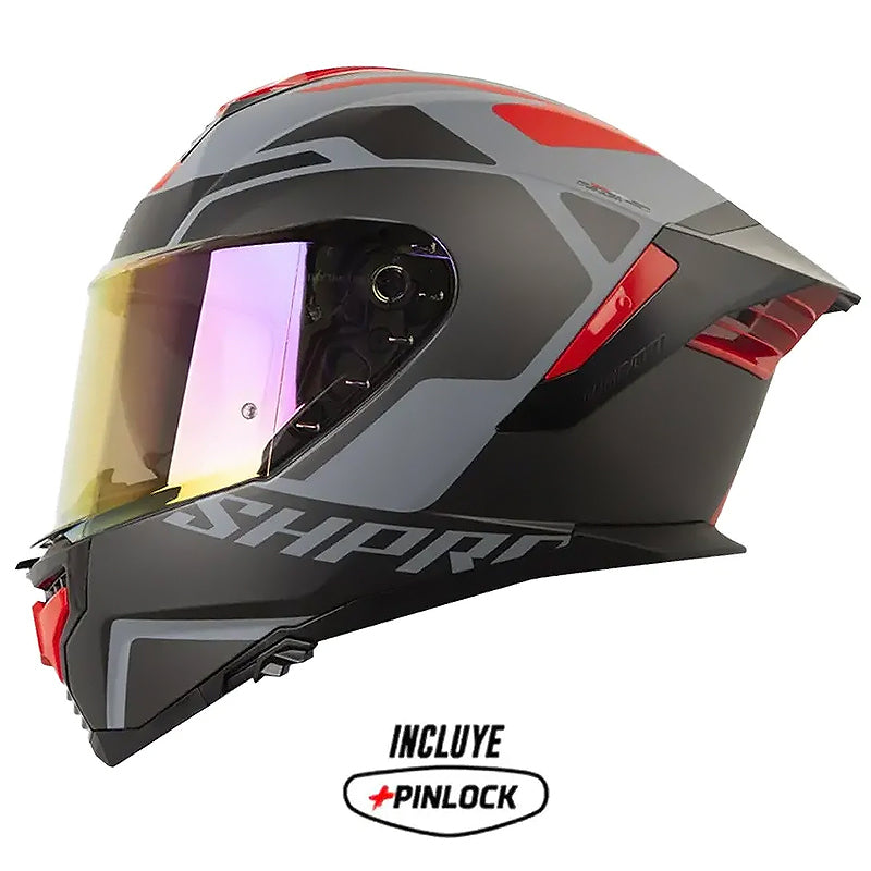 Casco Shaft Pro 609 Venom Streetform Gris Negro Visor Iridium Rojo