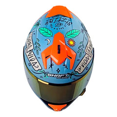 Casco Shaft Pro 610Dv Evo La Buena Vida Azul Claro Verde Visor Iridium Rojo