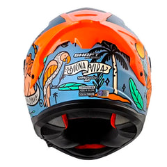 Casco Shaft Pro 610Dv Evo La Buena Vida Azul Claro Verde Visor Iridium Rojo