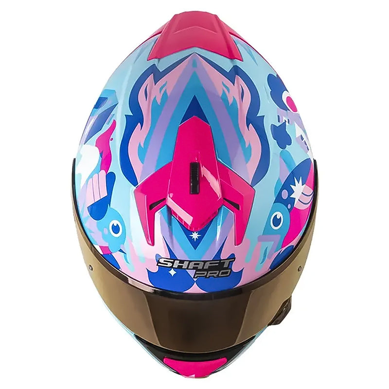 Casco Shaft Pro 610 Dv Evo Magic World Azul Morado Visor Iridium Morado