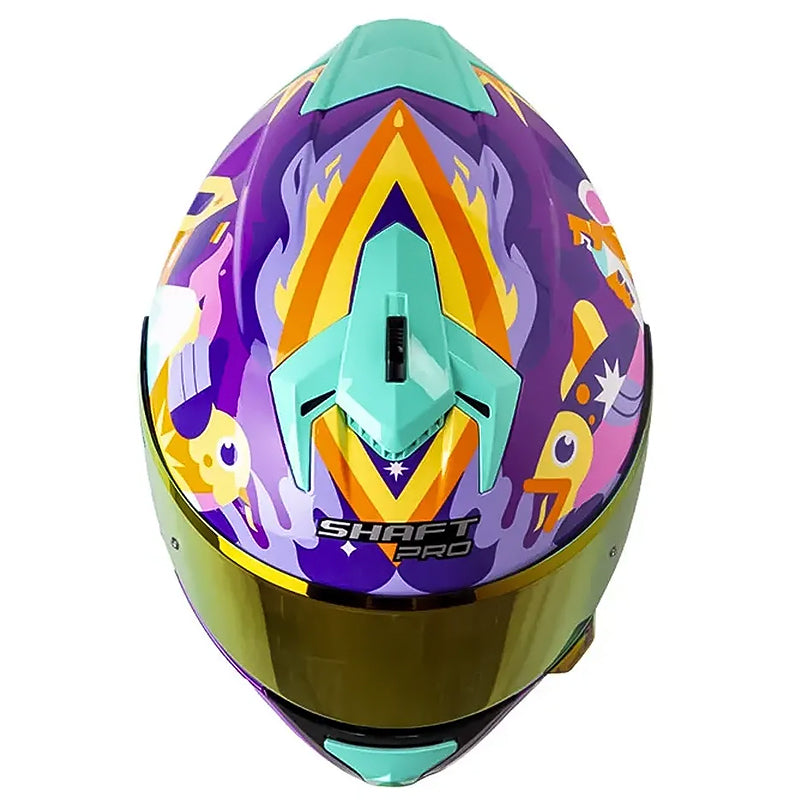 Casco Shaft Pro 610 Dv Evo Magic World Morado Naranja Visor Revo Fucsia