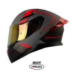 Casco Shaft Pro 612Dv Evo Aura Gris Rojo Visor Iridium Rojo