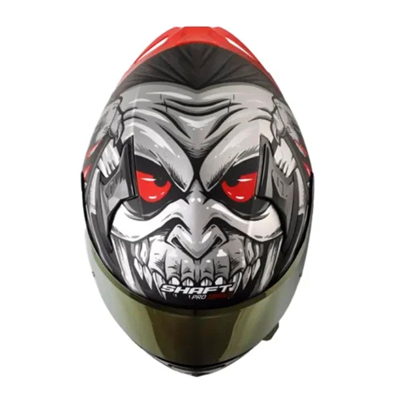 Casco Shaft Pro 612Dv Evo Dracula Negro Gris Visor Iridium Rojo