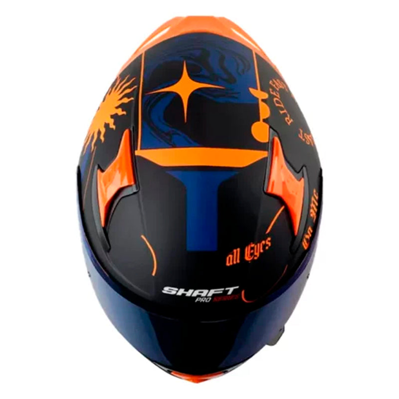Casco Shaft Pro 612Dv Evo Encripter Negro Naranja Visor Iridium Azul