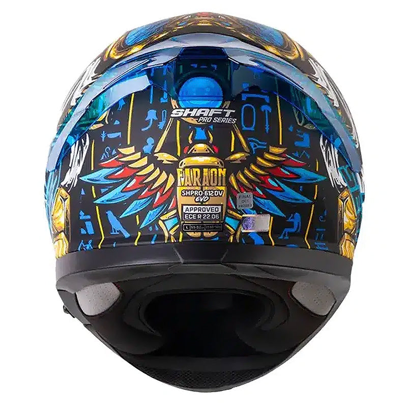 Casco Shaft Pro 612Dv Evo Faraon Negro Azul Visor Iridium Azul