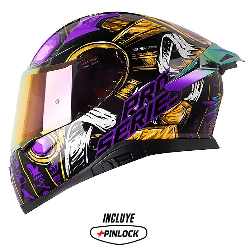 Casco Shaft Pro 612Dv Evo Faraon Negro Morado Visor Iridium Morado