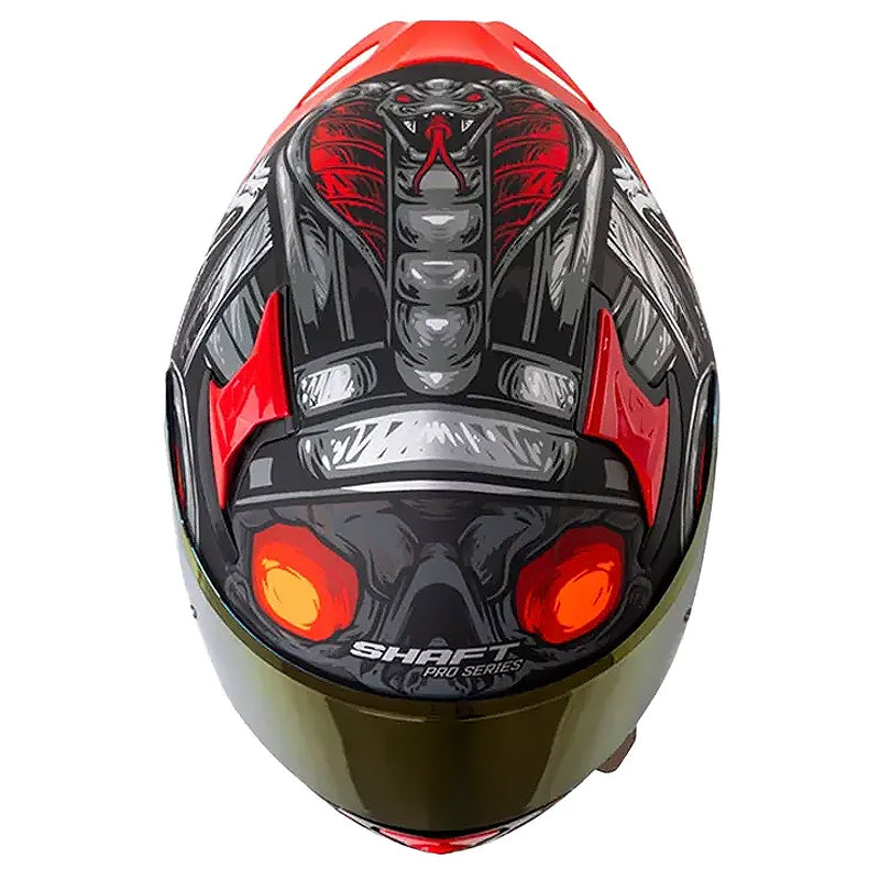 Casco Shaft Pro 612Dv Evo Faraon Negro Rojo Visor Iridium Rojo