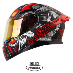 Casco Shaft Pro 612Dv Evo Faraon Negro Rojo Visor Iridium Rojo