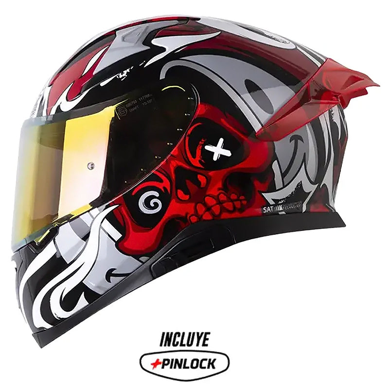 Casco Shaft Pro 612Dv Inside Soul Rojo Oscuro Gris Visor Iridium Rojo