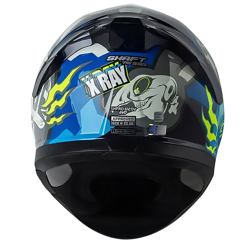 Casco Shaft Pro 612Dv X-Ray Azul Gris Visor Iridium Azul