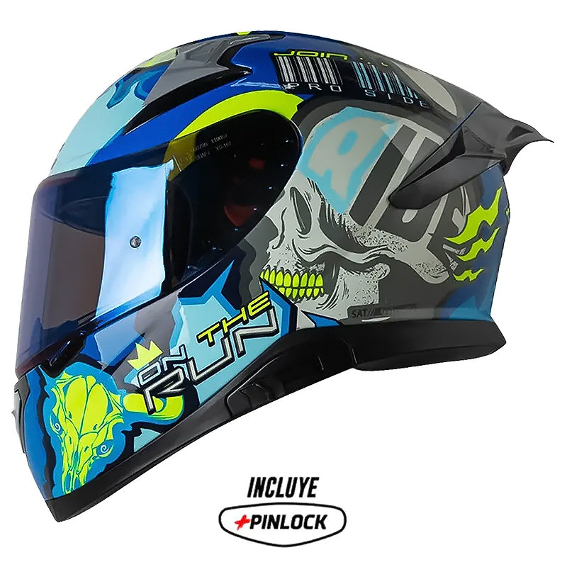 Casco Shaft Pro 612Dv X-Ray Azul Gris Visor Iridium Azul