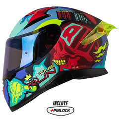 Casco Shaft Pro 612Dv X-Ray Azul Rojo Visor Iridium Azul