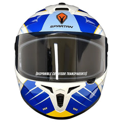Casco Spartan Draken Methane Blanco Azul Dorado