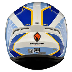 Casco Spartan Draken Methane Blanco Azul Dorado